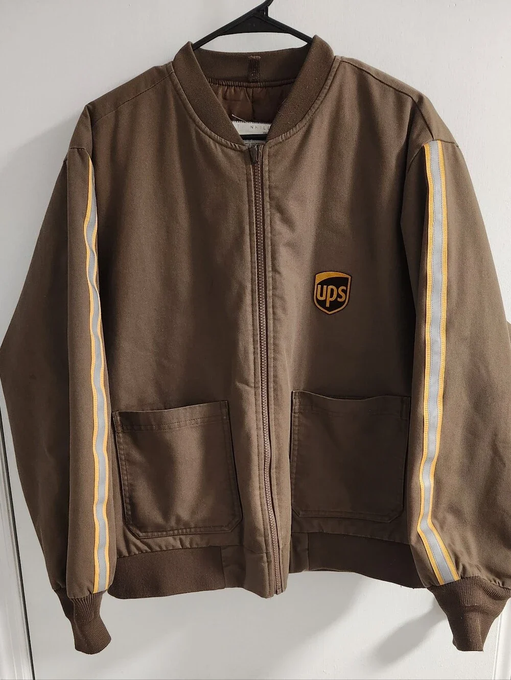 UPS Brown Bomber Work Jacket with Reflective Stripe Detail ,size L